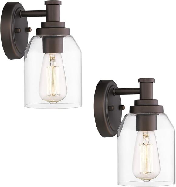 Unbranded Other - 2-Pack Oil Rubbed Bronze Farmhouse Wall Sconces with Clear Glass Shades
